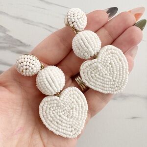 Bauble Bar White Heart Earrings